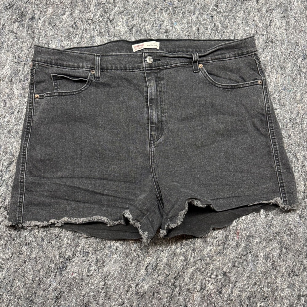 Signature by Levi‎ Strauss Heritage High Rise Shorts Black Raw Hem 20 W35 A1528